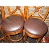 Image 2 : Qty 4 Round Wooden Upholstered Bar Stools 49"H