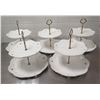 Image 1 : Qty 5 Two-Tier White Serving Dishes