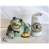 Image 1 : FROG FIGURINE SAVINGS PIGGY COIN MONEY BACK