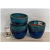 Image 1 : GLAZED TERRACOTTA 8" PLANT POTS- SET OF 3- NEW