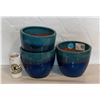 GLAZED TERRACOTTA 8" PLANT POTS- SET OF 3- NEW