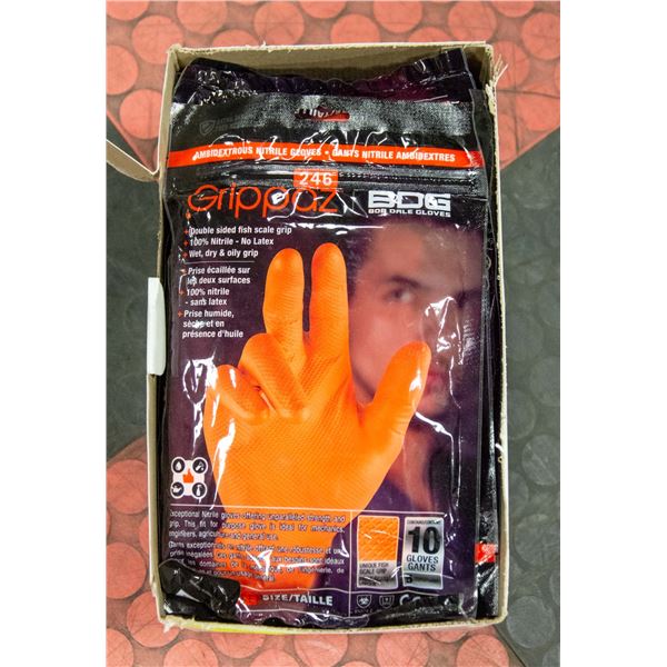 CASE OF BDG AMBIDEXTROUS NITRILE GLOVES SIZE 2XL