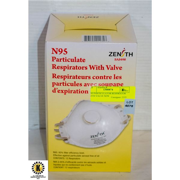 N95 PARTICULATOR RESPIRATOR WITH VALVE NEW