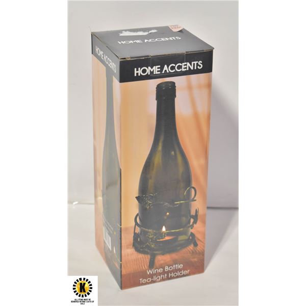 HOME ACCENTS PATIO WINE BOTTLE TEA-LIGHT HOLDER