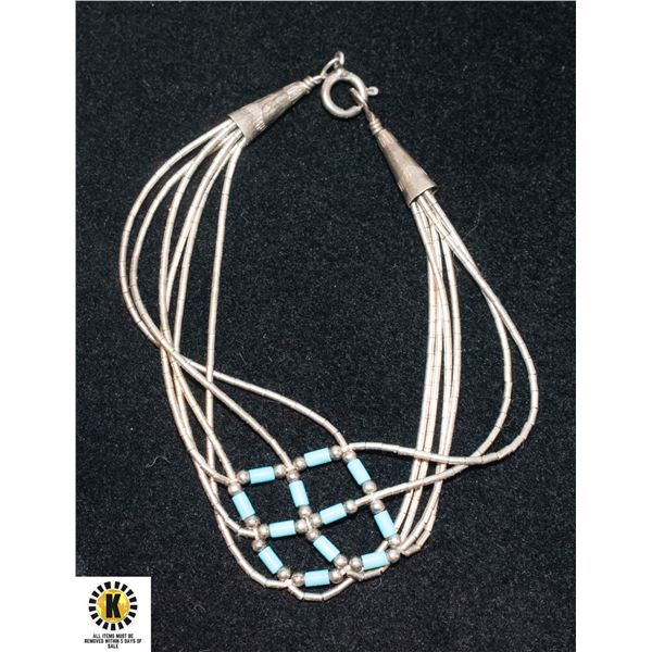 ESTATE 7" SILVER TONE & TURQUOISE BRACELET