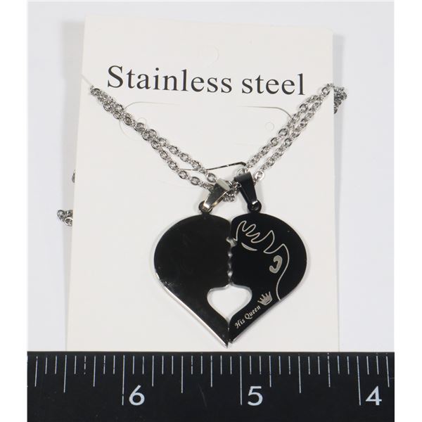 NEW COUPLES KISSING CHARMS AND CHAIN. STAINLESS