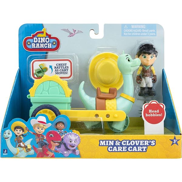 NEW DINO RANCH MIN & CLOVER'S CARE CART TOY SET