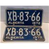 Image 1 : VINTAGE LICENSE PLATES ALBERTA 1972 2PCS
