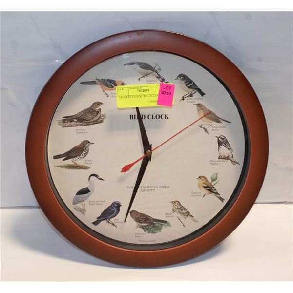 QUARTZ CLOCK  BIRD CLOCK 