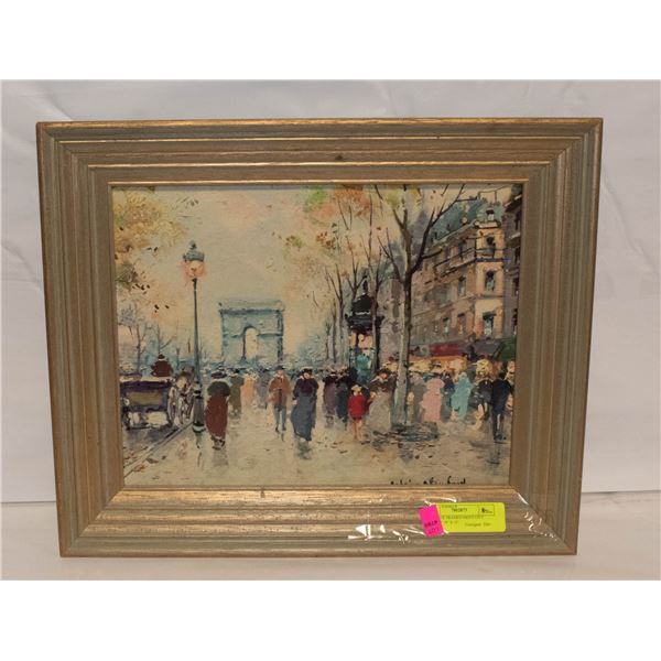 VINTAGE FRAMED PRINT CITY STREET 18" X 15"