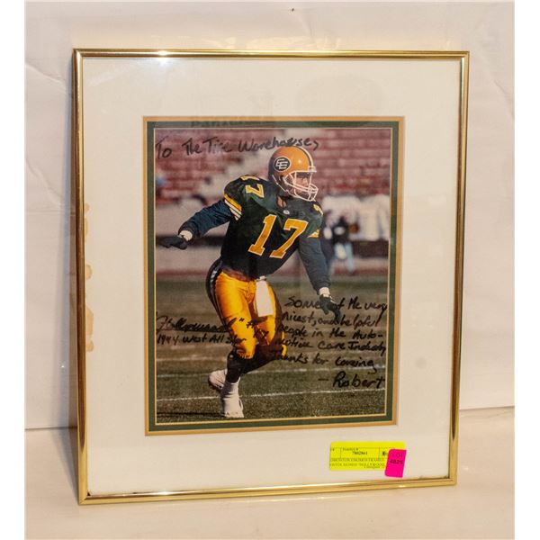 EDMONTON ESKIMOS FRAMED POSTER SIGNED "HOLLYWOOD