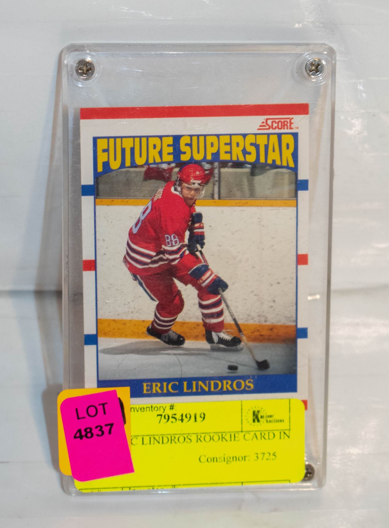 Eric Lindos Rookie 1990 ERIC LINDROS ROOKIE CARD IN HOLDER