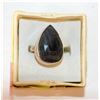 Image 1 : BLACK AGATE & SILVER TEARDROP RING