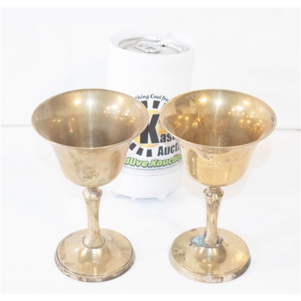 ANTIQUE 2 BRASS GOBLETS