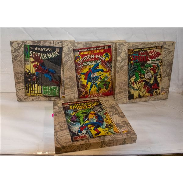 4 SPIDERMAN ''COMIC'' WALL HANGINGS 12"X12"