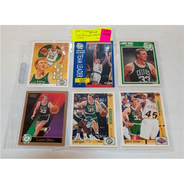 LOT OF 6 LARRY BIRD SUPERSTAR CARDS