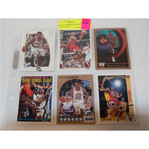 LOT OF 6 SUPERSTAR SCOTTIE PIPPEN CARDS