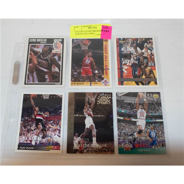 LOT OF 6 CLYDE DREXLER SUPERSTAR CARDS