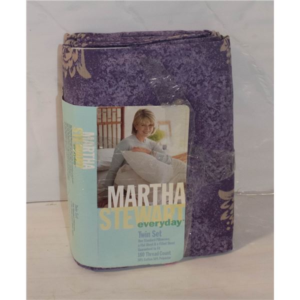 NEW MARTHA STEWART TWIN SHEET SET PURPLE