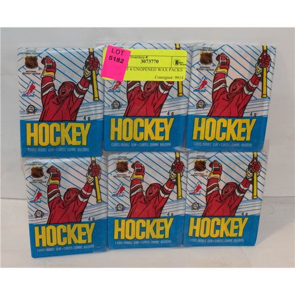 LOT OF 6 UNOPENED WAX PACKS 1989