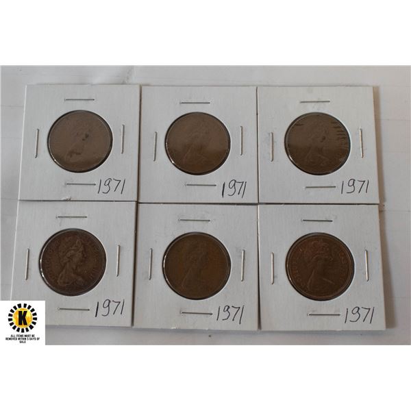 6 X 2 PENCE COPPER COINS CURRENCY