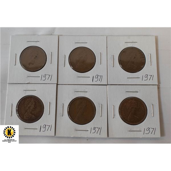 6 X 2 PENCE COPPER COINS CURRENCY