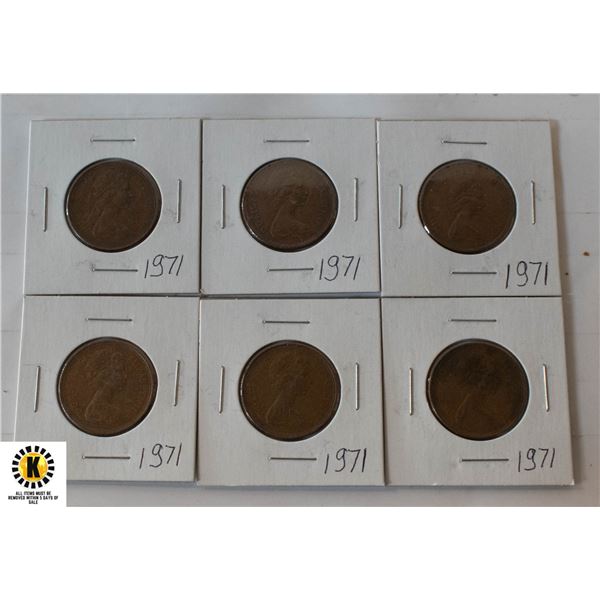 6 X 2 PENCE COPPER COINS CURRENCY