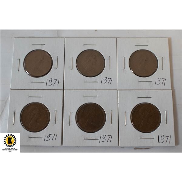 6 X 2 PENCE COPPER COINS CURRENCY