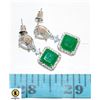 Image 1 : EMERALD TYPE CZ FASHION EARRINGS, NEW