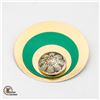 Image 1 : LARGE GOLD TONE W/ FOREST GREEN LAYERED CIRCLES