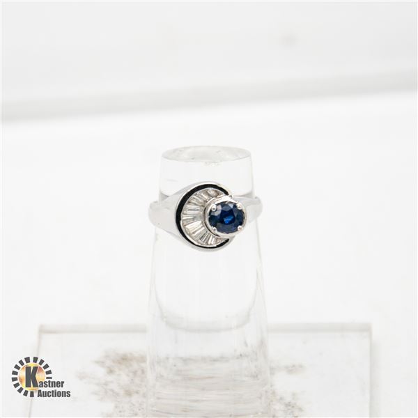 APPRAISED 14K WHITE GOLD DIAMOND & SAPPHIRE RING