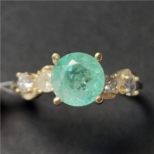 BZ1465-193 10K NATURAL EMERALD DIAMOND RING