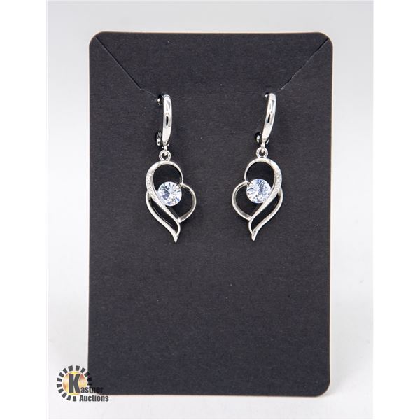 1 CT CZ WITH CLEAR ACCENTS DROP STYLE EARRINGS