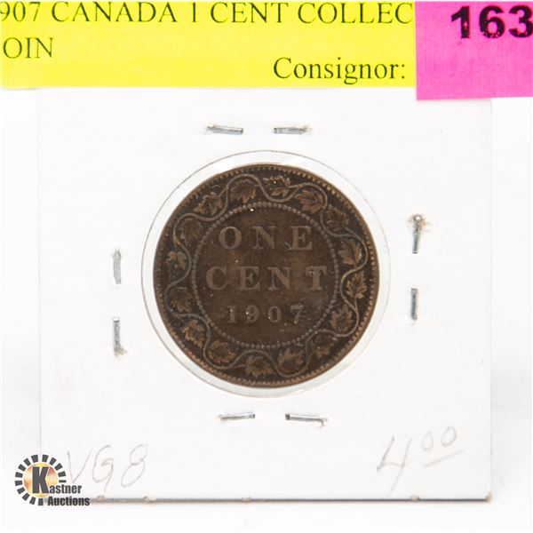 1907 CANADA 1 CENT COLLECTORS COIN