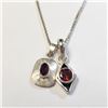 Image 1 : BZ1467-165 SILVER GARNET PENDANT 16" NECKLACE
