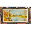 Image 1 : VINTAGE SCENIC OIL PAINTING 31" X 55"