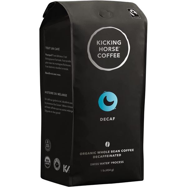 NEW CASE OF 6 X 1BS BAG KICKING HORSE DECAF COFFEE