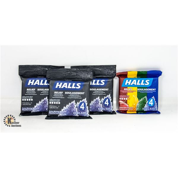 BAG WITH 16 NEW HALLS PACKS - 9 LOZENGES PER PACK