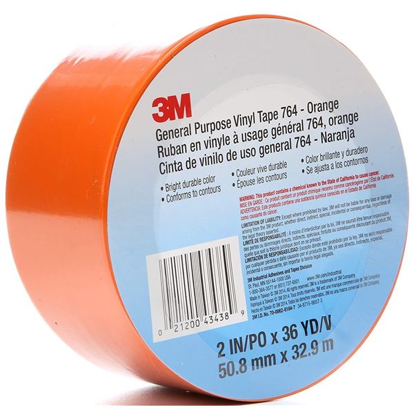 NEW 24 PACKS OF 3M VINYL ORANGE TAPE, 36 YARDS