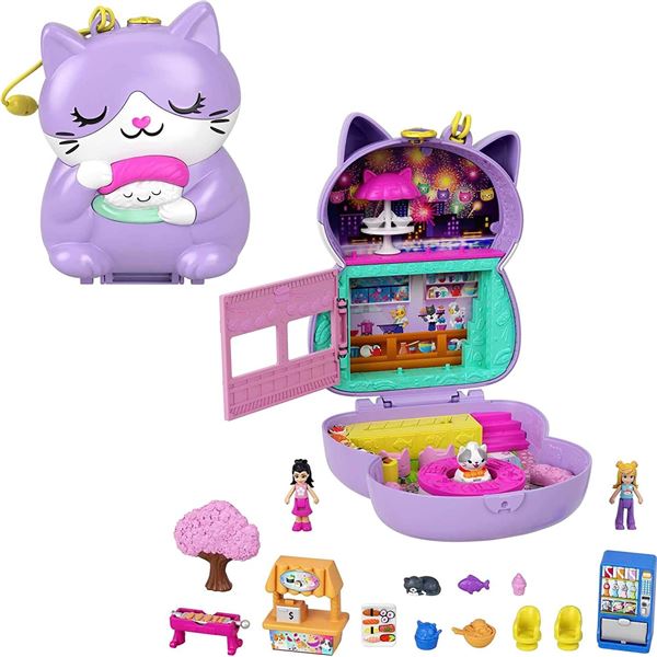 NEW POLLY POCKET ZEN CAT RESTARAUNT PLAY SET