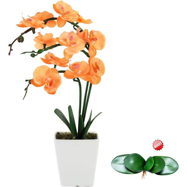 NEW ARTIFICIAL ORCHID FLOWER WITH VASE, 15" SILK