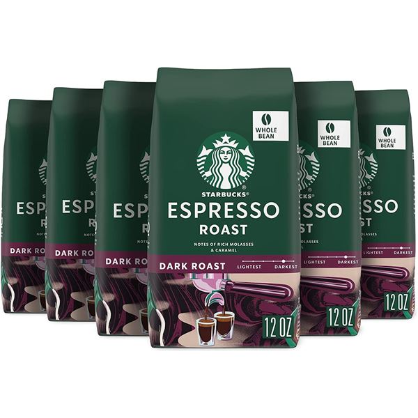 NEW CASE OF 6 STARBUCKS 340G ESPRESSO ROAST BAGS