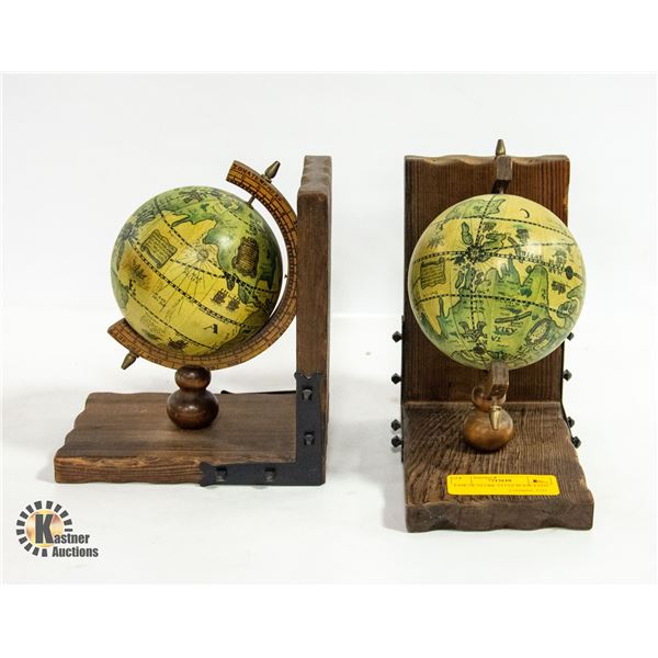 PAIR OF GLOBE STYLE BOOK ENDS