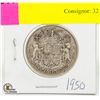 Image 1 : 1950 SILVER 50 CENT PIECE
