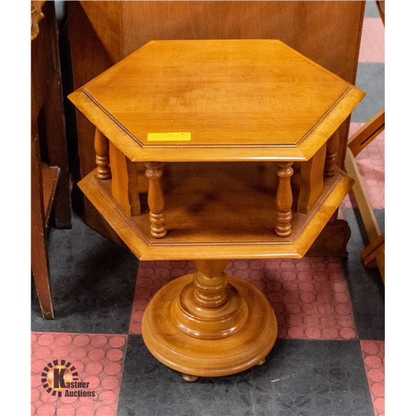 VINTAGE MAPLE PENTAGON SHAPED END TABLE