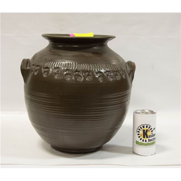 HEAVY GLAZED CLAY POT 14"