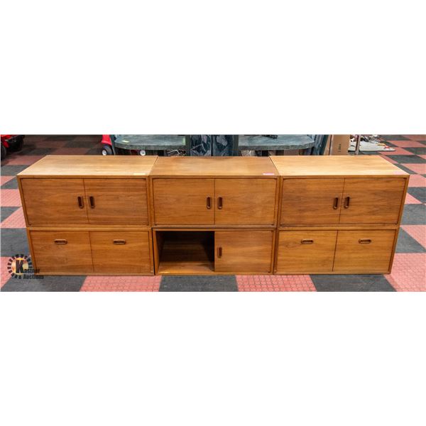 TEAK WOOD STACKABLE CABINET SET