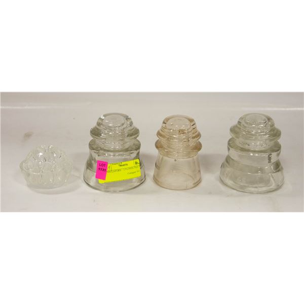 3 INSULATORS /  1 FLOWER FROG 3 “