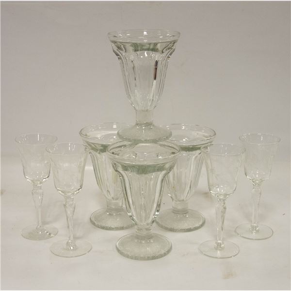 VINTAGE (4) PARFAIT GLASSES / (4) ETCHED