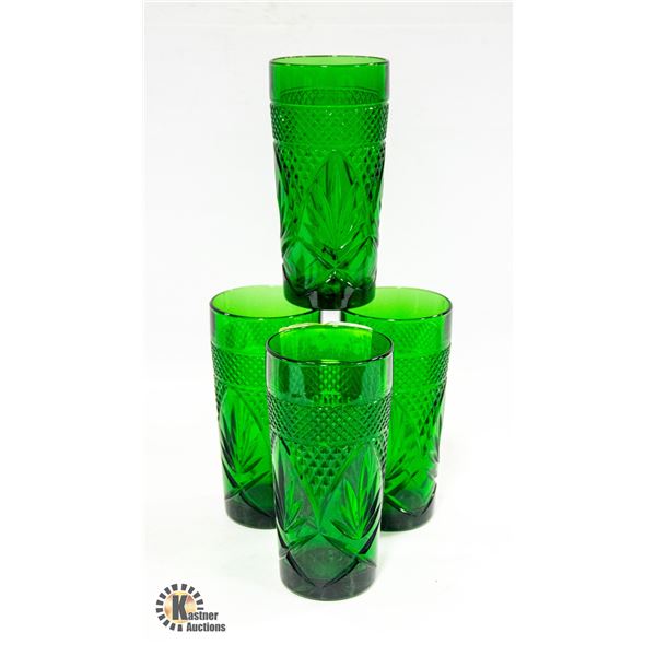 VINTAGE (6) EMERALD GREEN ARCOROC SUNBURST